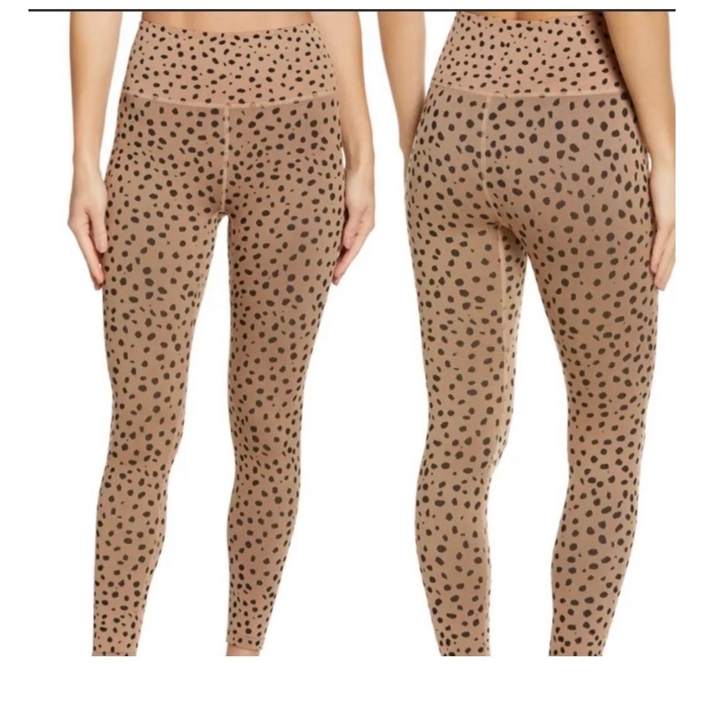 Zella Womens XS High Rise Ribbed Seamless Leggings Animal Print